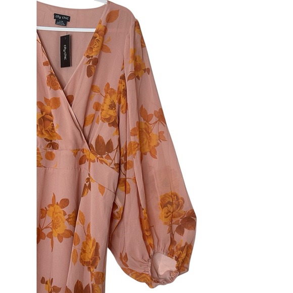 City Chic Dress Women L/20 Plus Floral V-Neck Mini Summer Vacation Formal New‎ - Picture 9 of 9